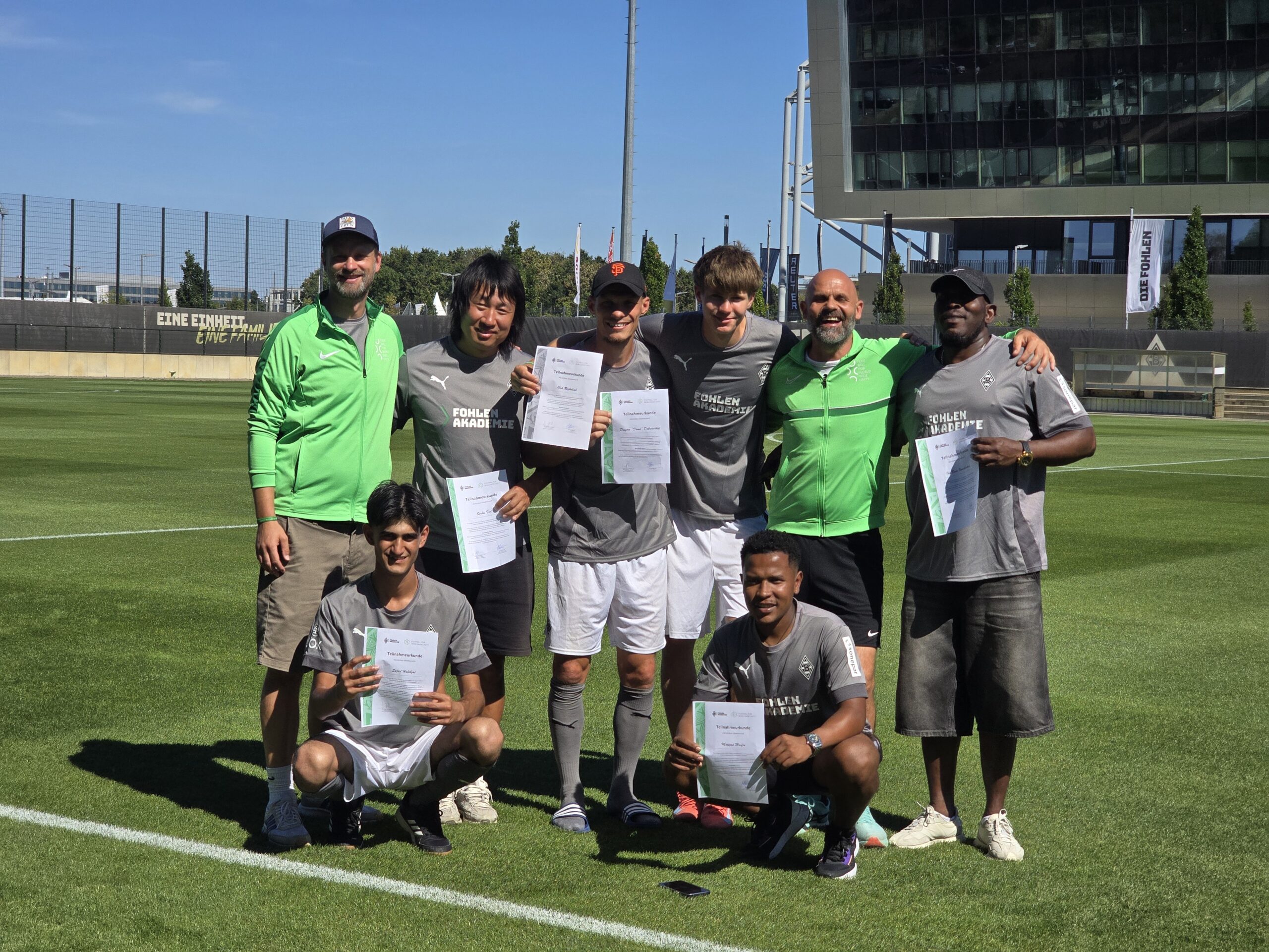 Coaches and children at the Together Through Football holiday camp in Mönchengladbach